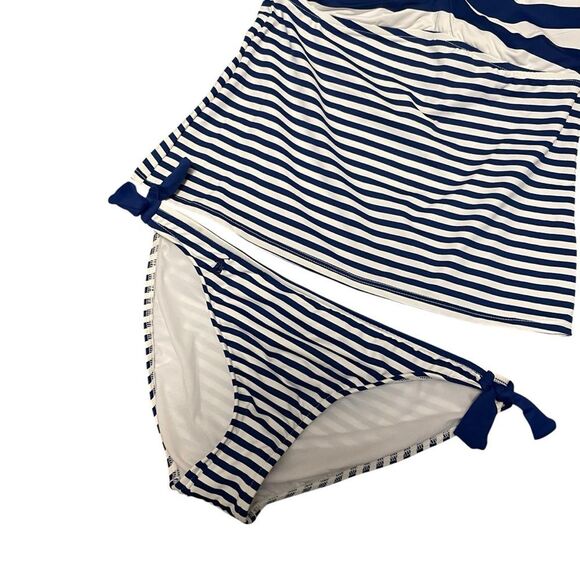 POLO Ralph Lauren Navy White Striped Nautical Tankini 2 Piece MED NWT - Picture 3 of 5